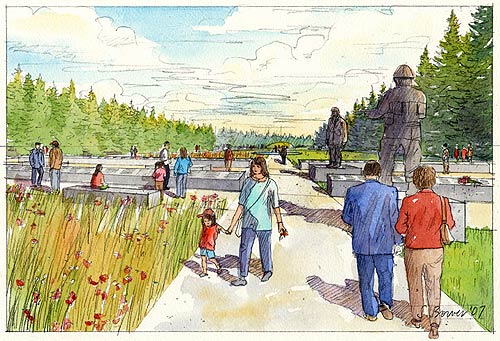 landscape illustrations by Stephanie Bower, Seattle, WA